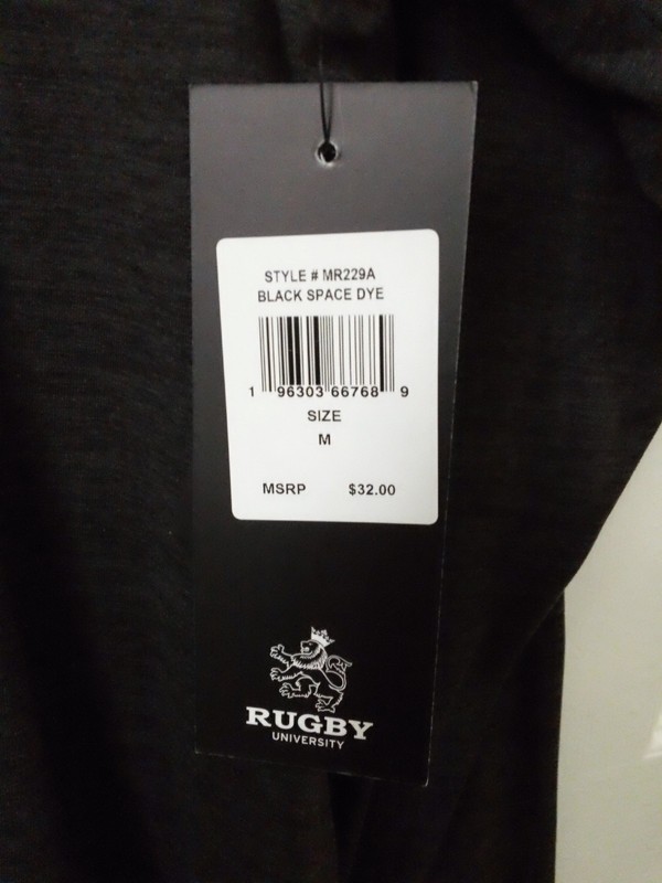 NWT Men's Size Medium Rugby University Extreme Stretch Black Space Dye L/S Shirt gallery