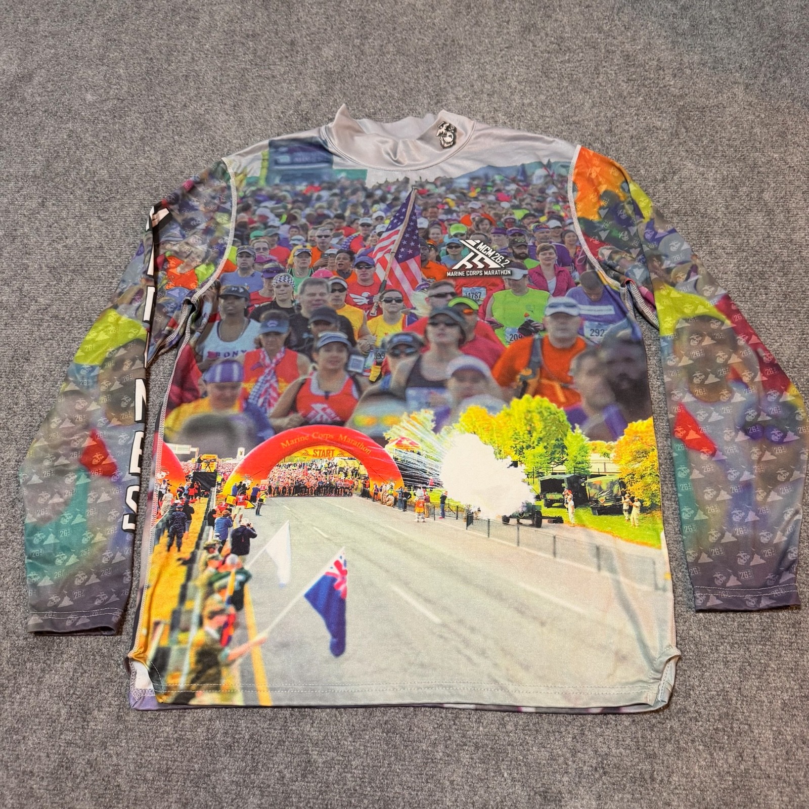 Marine Corps Marathon Shirt Adult Large Mock Neck Long Sleeve Semper MCM 2018 gallery
