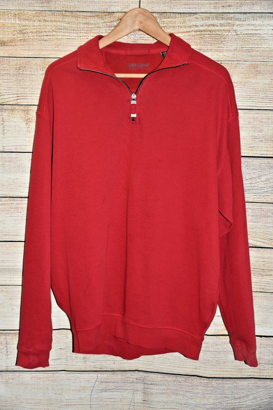 MENS KIRKLAND SIGNATURE M RED ZIP COLLAR HENLEY TEXTURED L/S BASIC SHIRT gallery