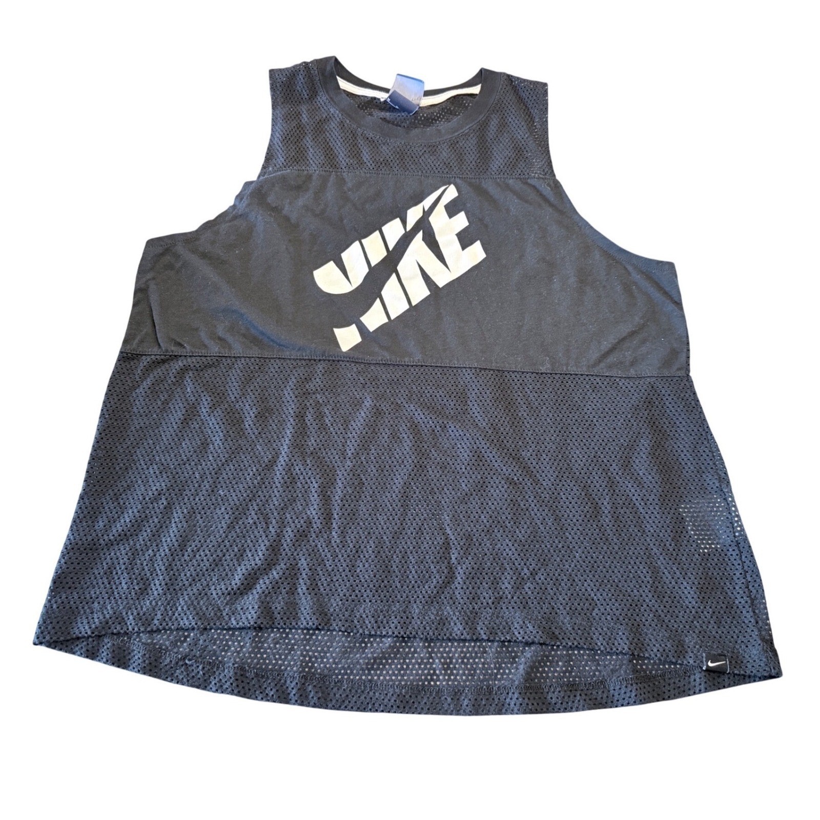 Nike Mens Mesh Tank Top Black White Logo Graphic Sleeveless Shirt Medium gallery