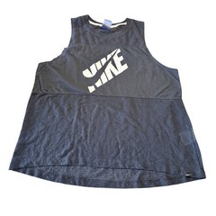 Nike Mens Mesh Tank Top Black White Logo Graphic Sleeveless Shirt Medium