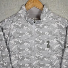 STRAIGHT DOWN x US OPEN GOLF Mens 1/4 Zip Pullover Medium Gray Camouflage Wickin