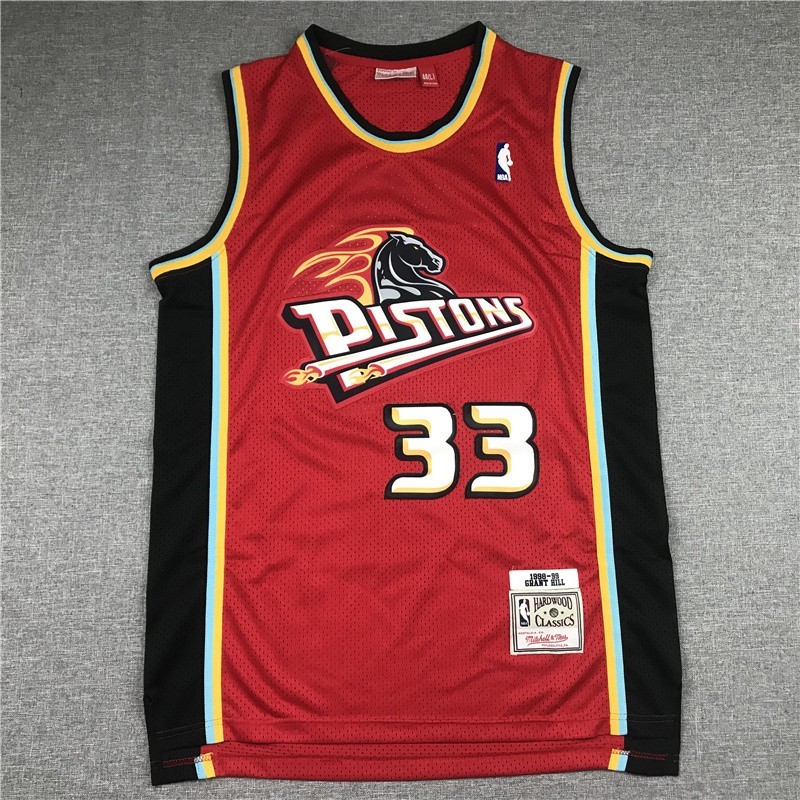 Grant Hill #33 Stitched Retro Red Adults SportShirt Size: S-XXL