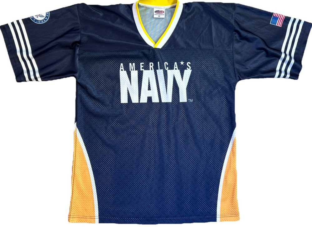 United States Navy Football Jersey Mens Navy Blue JWM Mesh Bald Eagle XL
