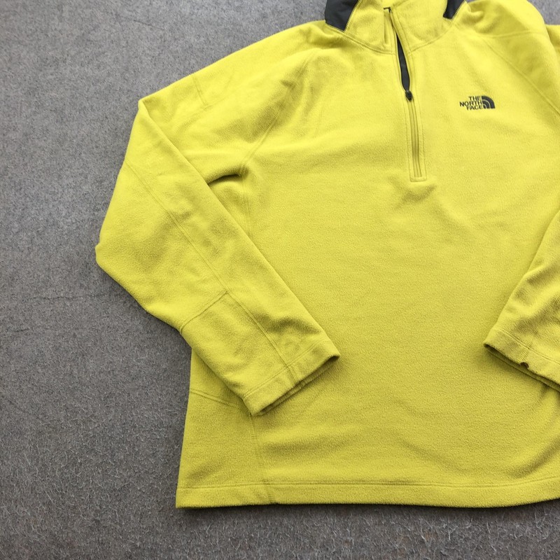 The North Face Pullover Mens Large Yellow 1/4 Zip Long Sleeve Fleece Top Hiking gallery