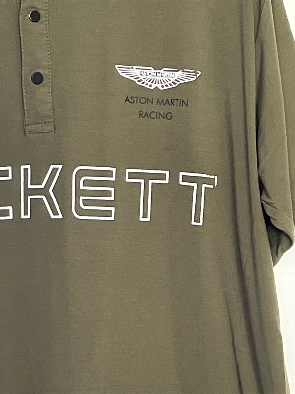 NR MINT ASHTON MARTIN M HACKETT RACING ARMY TAUPE GREEN GOLF POLO SHIRT MENS gallery