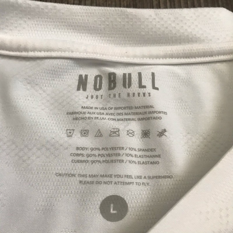 NOBULL Horns Performance Shirt Mens LARGE White Camo Athletic Gym Stretch gallery