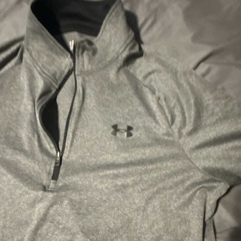 Under Armour Men’s L Gray 1/4 Zip Mock Neck Pullover Loose Long Sleeve Poly gallery