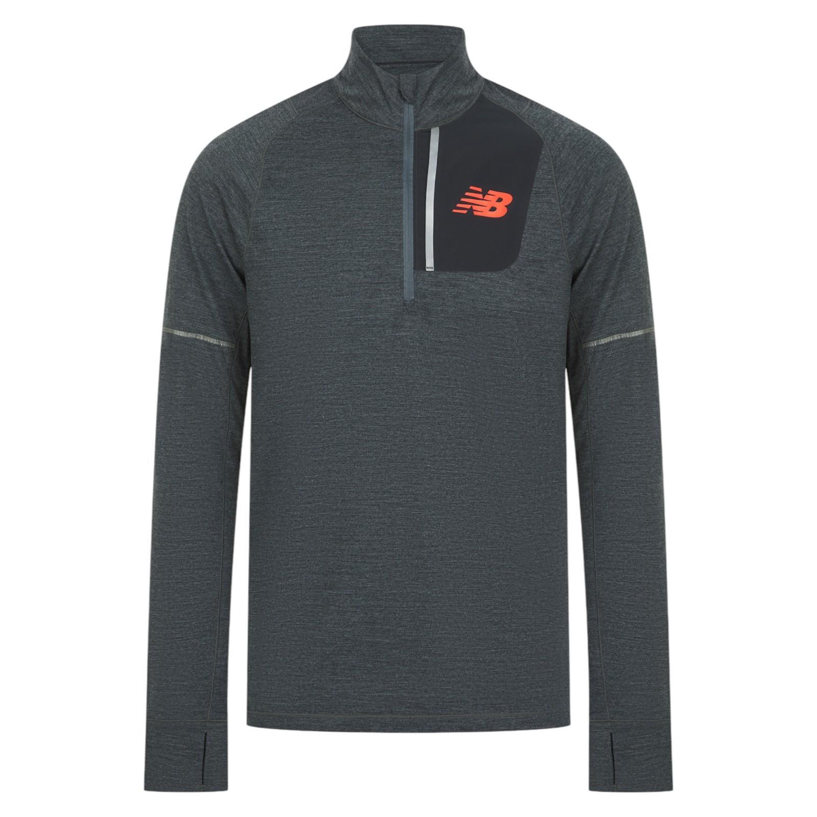 NEW BALANCE MEN'S PERFORMANCE MARATHON HALF ZIP TOP GREY GYM FITNESS WALKING NEW gallery