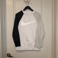 Nike Women’s XS Dri-FIT Colorblock Sweatshirt White Black Gray Long Sleeve