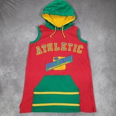Vintage Active Elements Shirt Mens Medium Red Hooded Colorblock West Coast