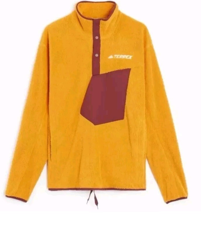 Adidas Men’s Terrex XPloric High Pile Snap Fleece Pullover Yellow IB1138 SIZE S