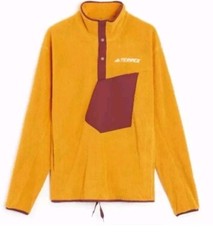 Adidas Men’s Terrex XPloric High Pile Snap Fleece Pullover Yellow IB1138 SIZE S