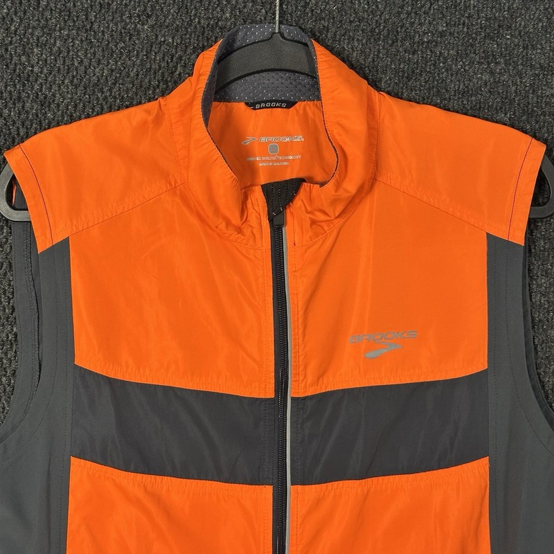Brooks Shelter Technology Running Vest Mens L Orange Full Zip Reflective Vented gallery