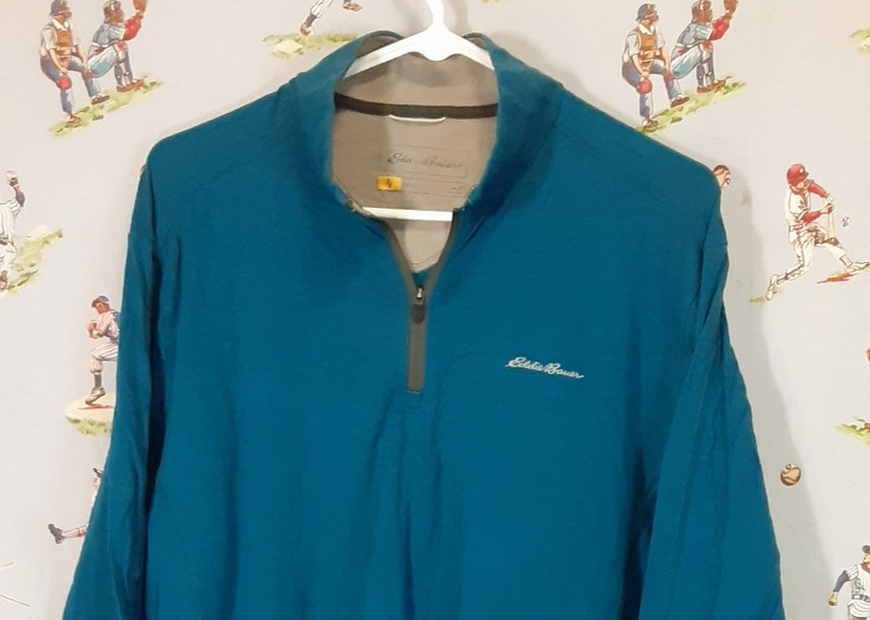 🌄 Eddie Bauer Travex Freedry Mens Medium Blue 1/4 Zip Base Layer Outdoor gallery