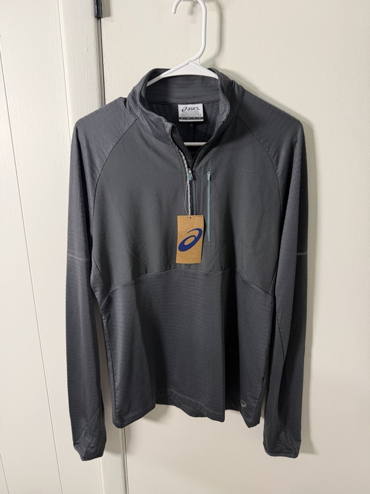 ASICS Men's Gray 1/4 Zip Long Sleeve Pullover Athletic Top S
