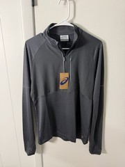 ASICS Men’s Gray 1/4 Zip Long Sleeve Pullover Athletic Top S