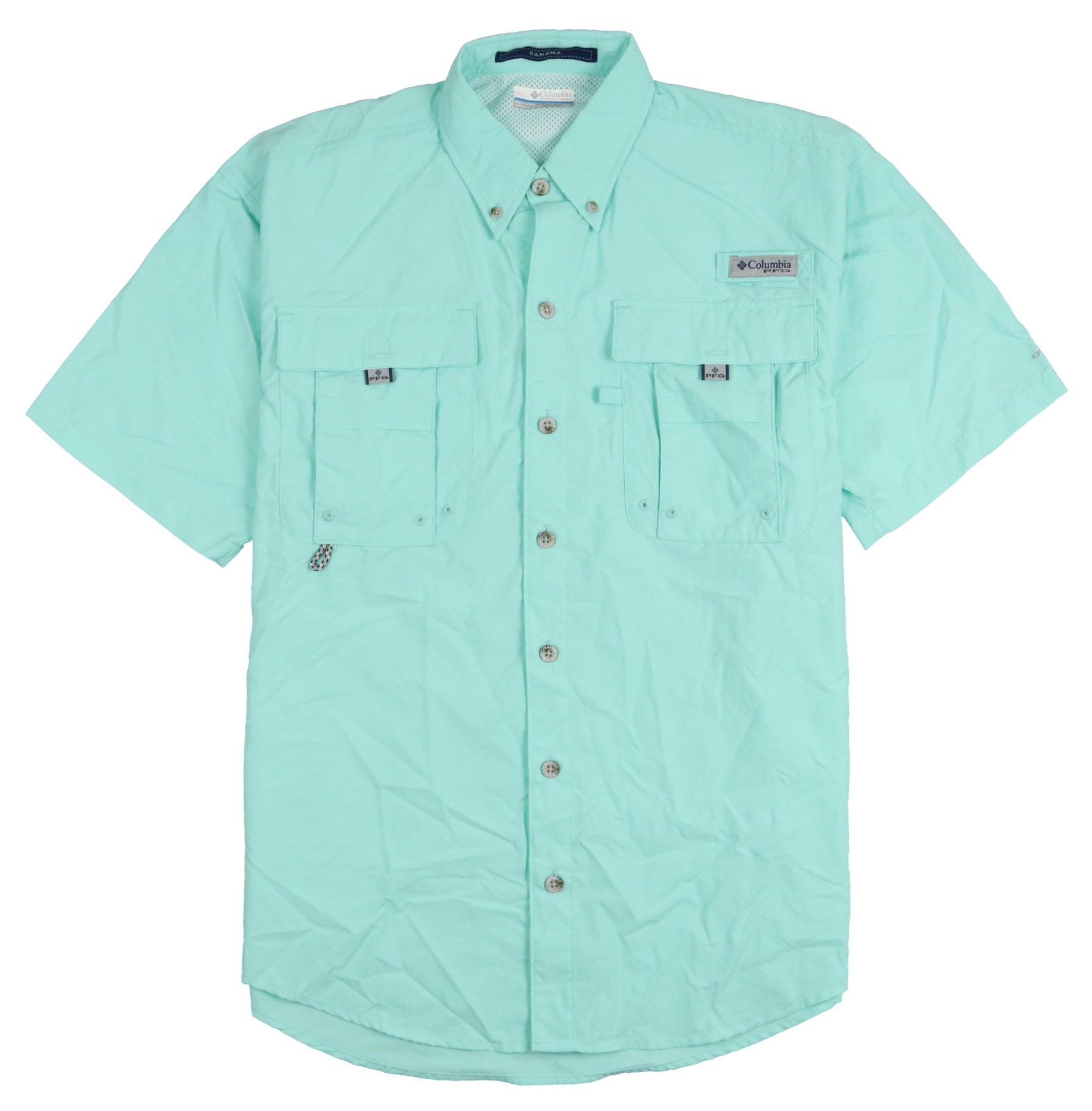 COLUMBIA PFG Bahama II Button Front Shirt sz S Small Mint Green Outdoor UPF 40 gallery