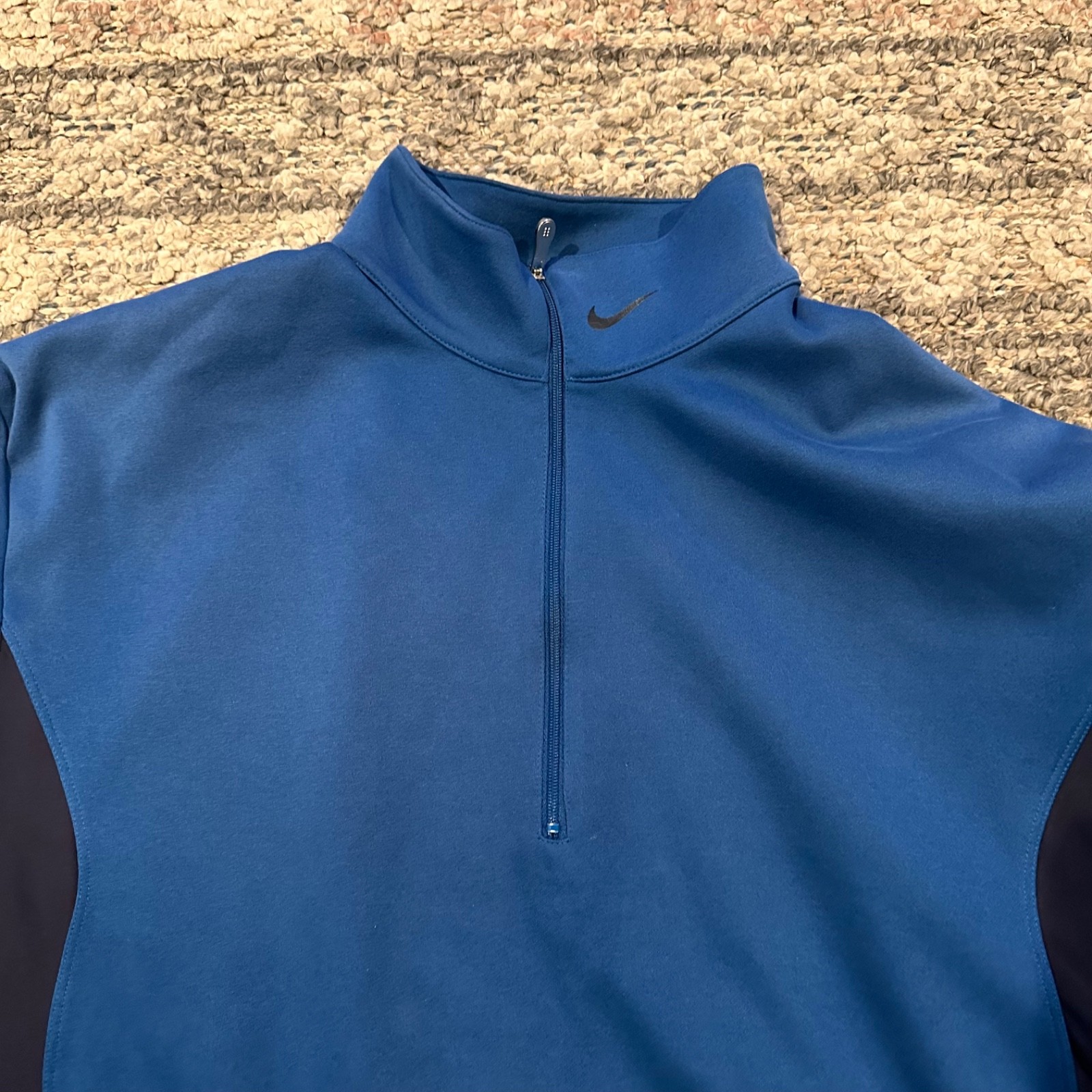 Nike Golf Pullover Mens L Blue NikeFIT DRY 1/4 Zip Athletic Long Sleeve Jacket gallery