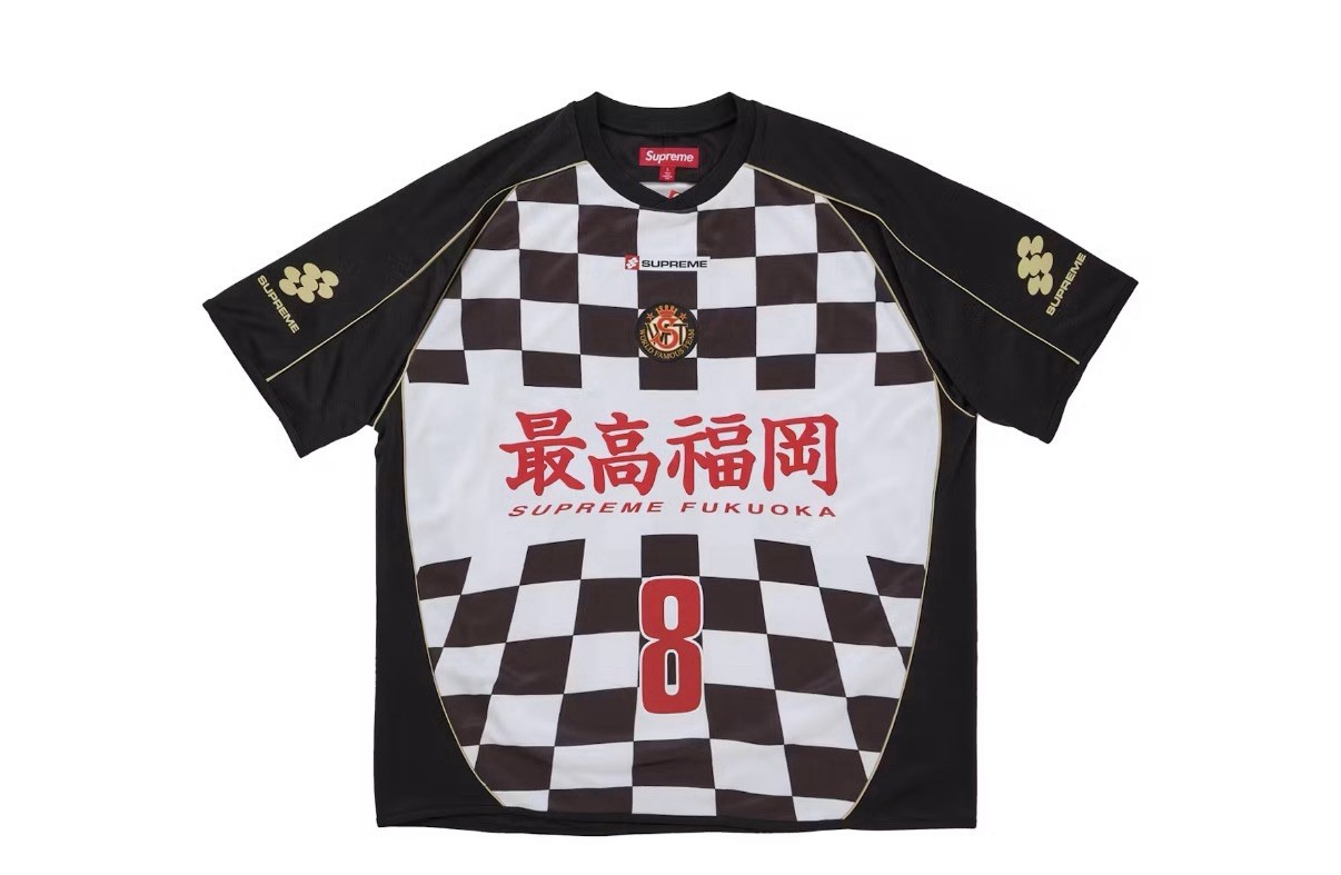 Supreme Checkerboard Soccer Jersey Black White Mens Size M gallery