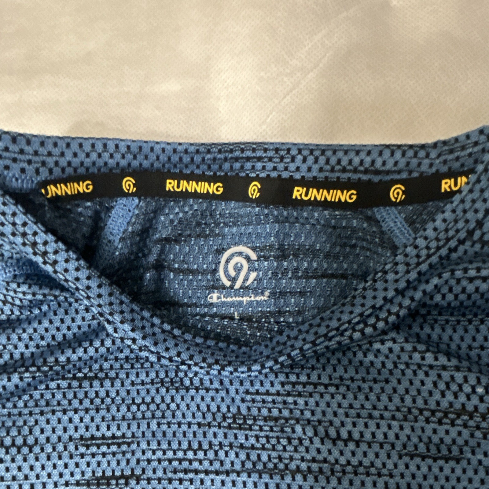 Champion Running Men’s Breathable Heathered Logo Crew Neck Tee Blue L gallery