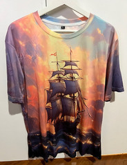 Landscape Ship Sunrise Morning Picture Activewear Homewear Top Men Size L NEW