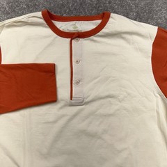 THE TERRITORY AHEAD Men’s Large Baseball Henley Shirt Raglan Sleeve Orange Ivory