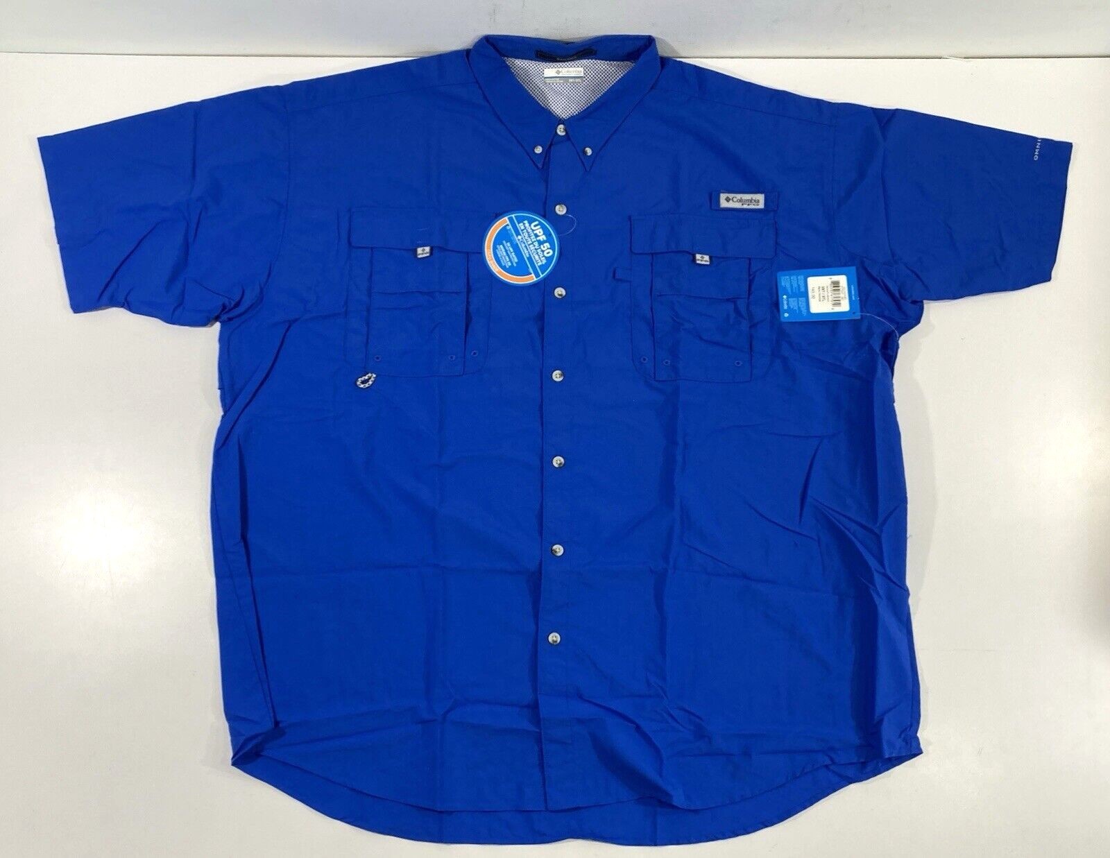 NWT 4X BIG COLUMBIA MENS PFG BAHAMA ll SHORT SLEEVE SHIRT VIVID BLUE 4X gallery