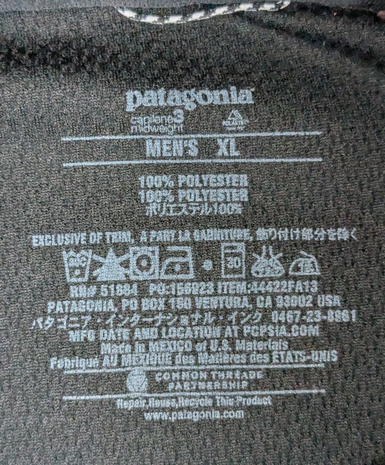 Patagonia Capilene Base Layer Midweight Polartec Long Sleeve Shirt Mens XL Black gallery
