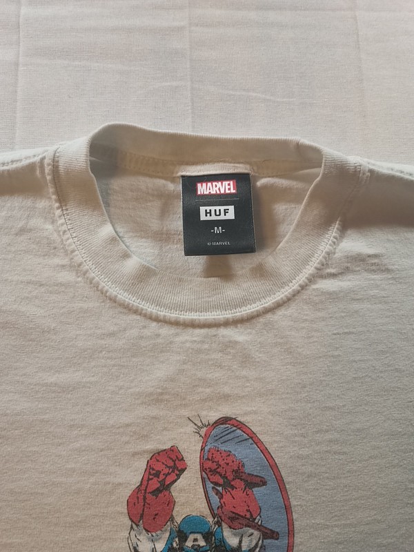 HUF X Marvel Avengers Cap No Cap Captain America Graphic Tee Men's White Medium gallery