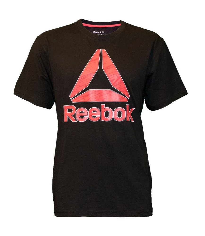 Reebok Men's Red Birch Delta Tri Athletic Performance Gym Workout Black T-Shirt
