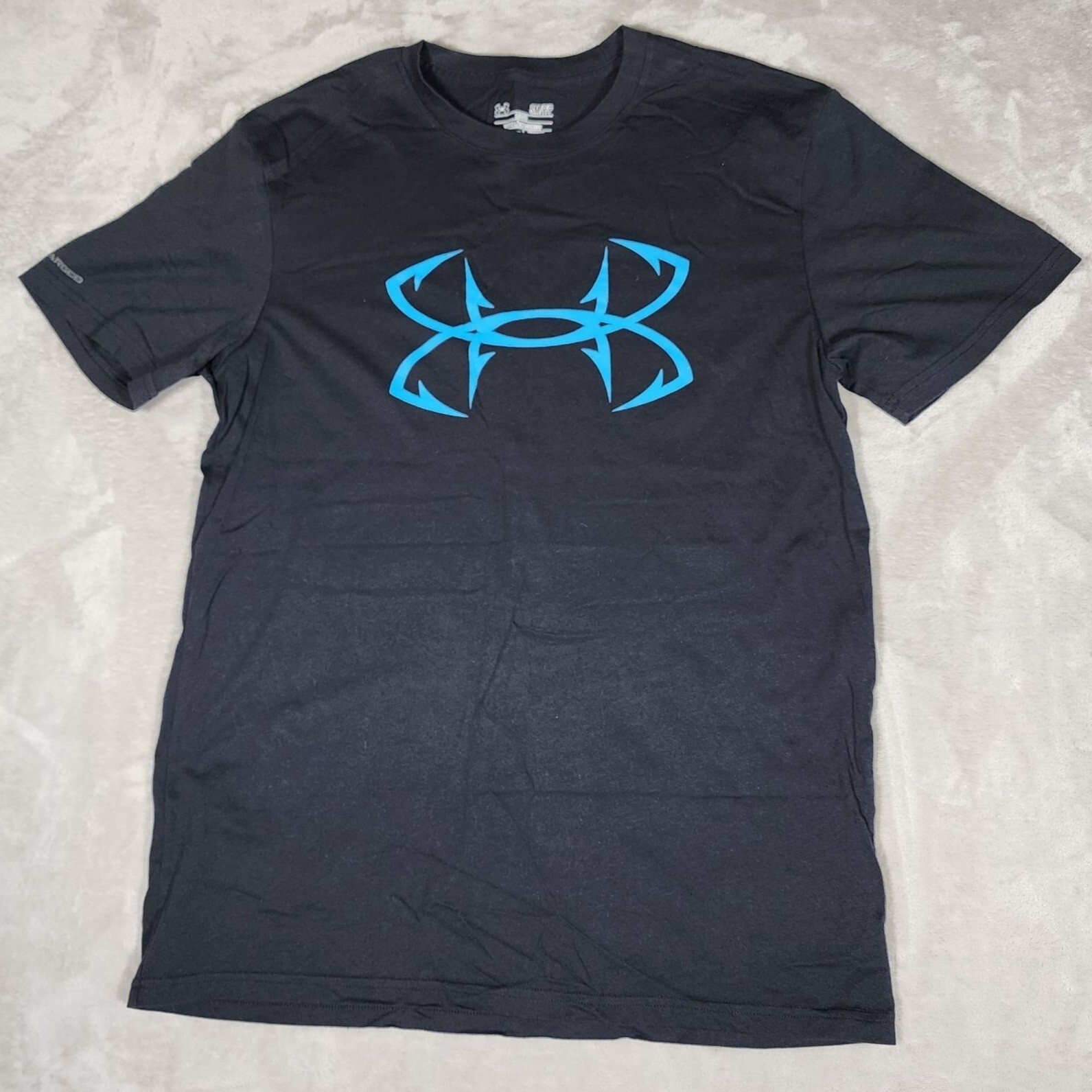 Under Armour Shirt Mens Small Black Heat Gear Fishing Hooks Boating Outdoorsman gallery