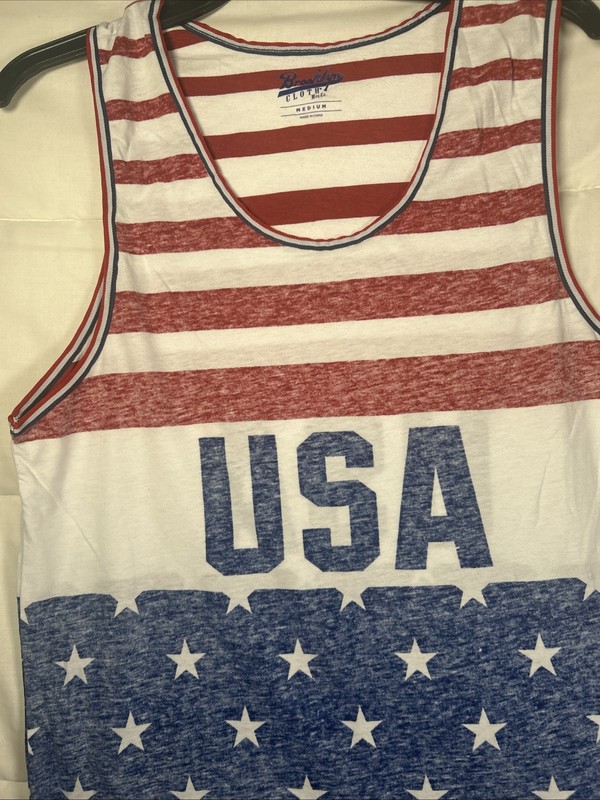 Brooklyn Cloth Red White And Blue Mens Tank Top Patriotic USA Flag Size Medium gallery