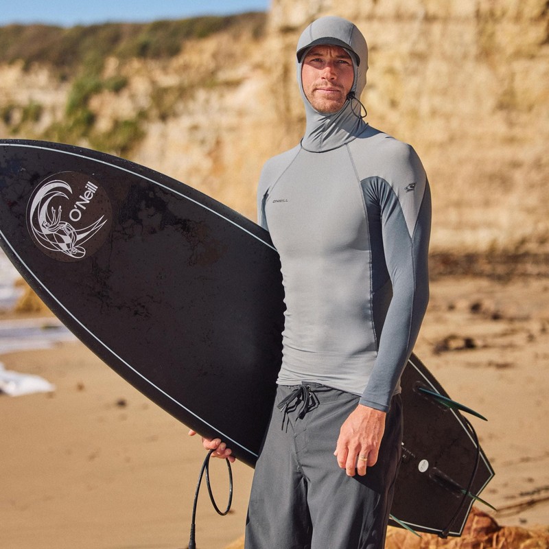 Men's Hyperfreak O'Zone Long Sleeve Rashguard with Hood, Smoke/Tempsteel, X-L... gallery