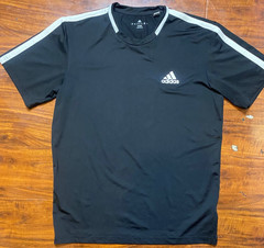 Adidas Climalite Black 3 Stripe Short Sleeve Crew Neck Shirt AGC002 SZ M