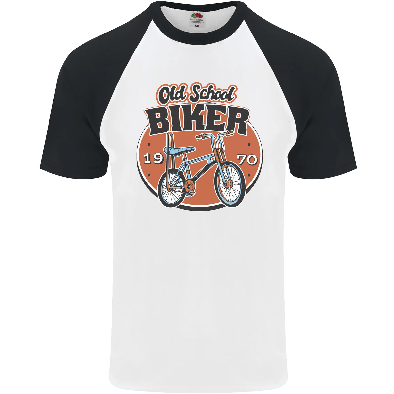 Old School Biker Bicycle Chopper Cycling Mens S/S Baseball T-Shirt gallery