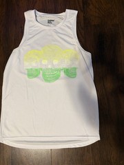Cuidado con el Perro Men’s White Mesh Skull Graphic Sleeveless Tank Top L