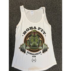 Port & Company Boba Fit Mandalorian Gym Star Wars Tank Top White Mens Small