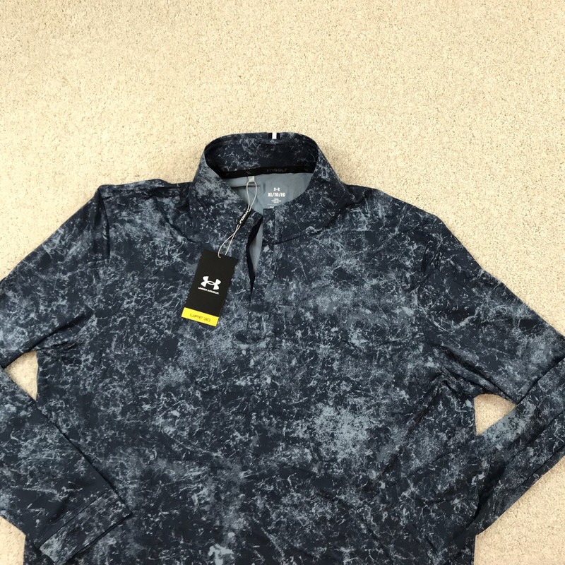 Under Armour 1/4 Zip Golf Pullover Printed Abstract Mens XL New Blue gallery