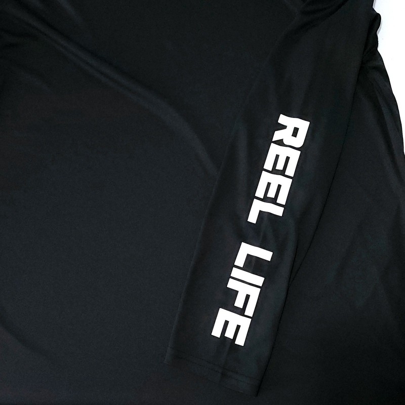 Reel Life Long Sleeve Performance Fishing Shirt Mens Large Black White Graphic gallery