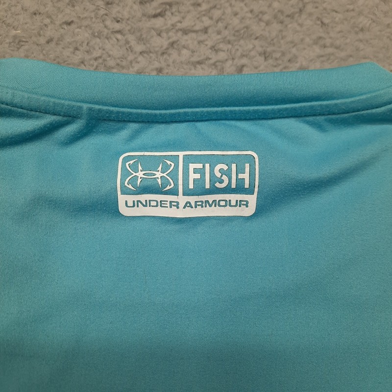 Under Armour Shirt Mens Medium Teal Graphic Loose Fishing Fisherman Short Sleeve gallery