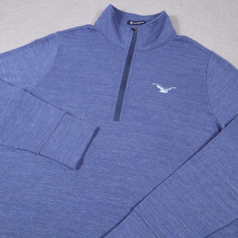 Turtleson 1/4 Zip Pullover Mens Large Blue Lightweight Stretch Golf Performance