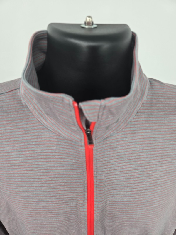 Under Armour Pullover Threadborne XL Gray Red Stripe 1/2 Zip Runner Lightweight gallery