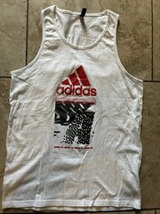 Adidas White Tank Rare Red Logo Sz Med