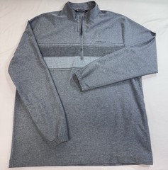 Travis Mathew Balboa Chest Stripe Pullover Mens XLarge Gray 1/4 Zip Golf Stretch