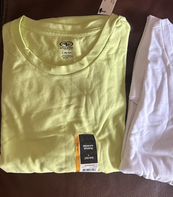 Athletic Works Moisture Wicking Tri Blend Tee L (42-44) White, Yellow set of 2 gallery