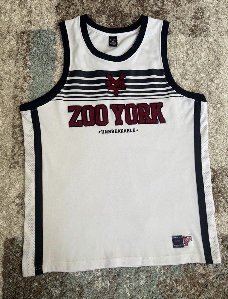 Zoo York Authentic Athletics Men’s L White/Black/Red Mesh Jersey Tank Logo