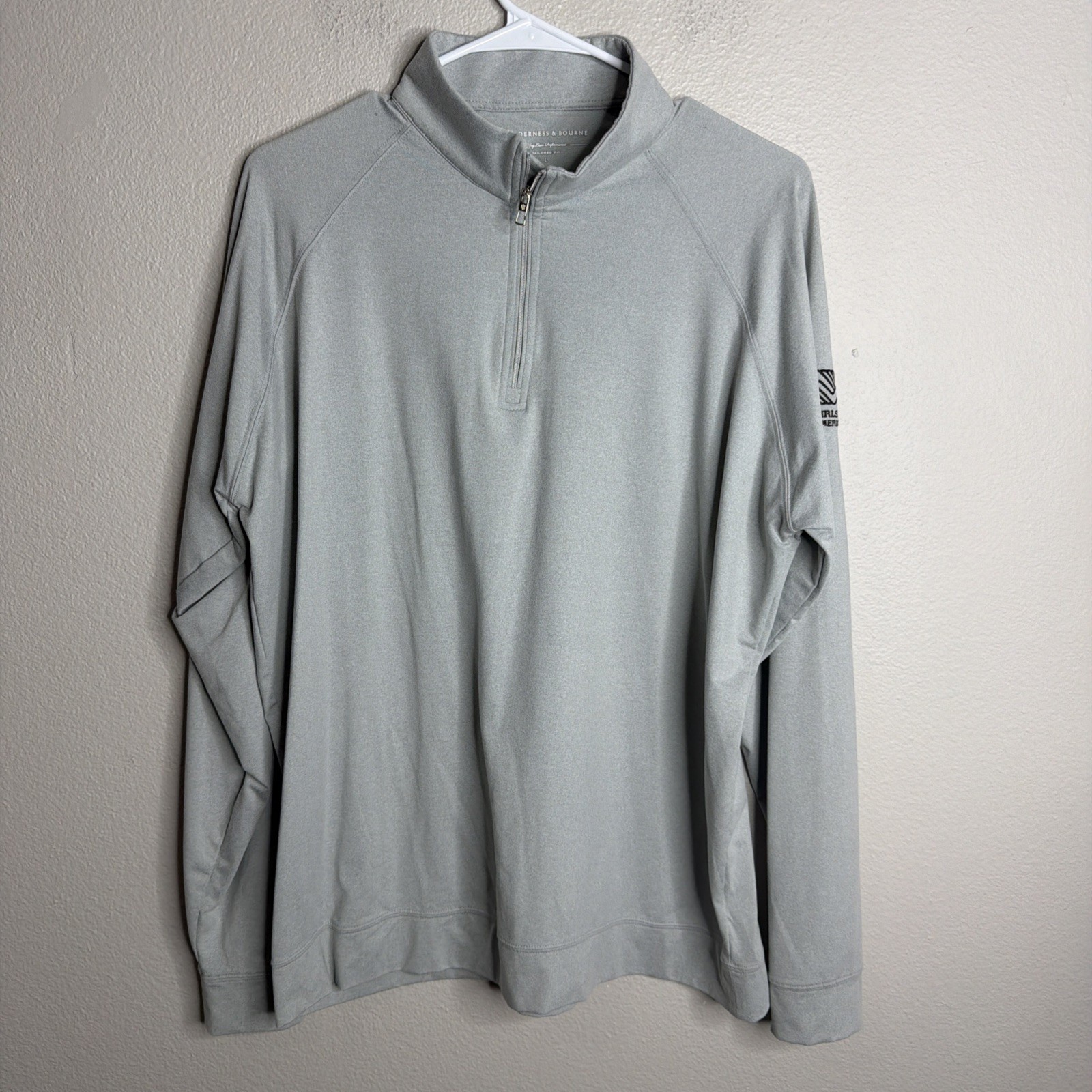 Holderness & Bourne Dry Luxe Performance 1/4 Zip Pullover Mens Large Gray Logo gallery