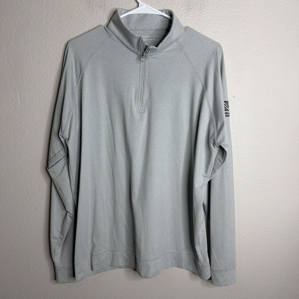 Holderness & Bourne Dry Luxe Performance 1/4 Zip Pullover Mens Large Gray Logo
