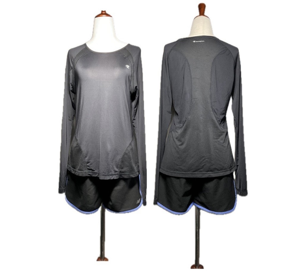 Champion Black Long Sleeve Lightweight Breathable T-Shirt Size S